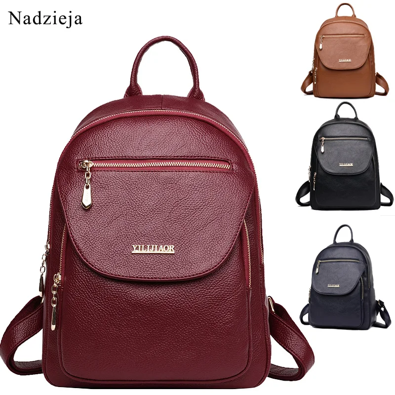 

Brand Softback Backpack Female Genuine Leather Backpack Vintage School Bags for Girls Back Pack Women Rucksack