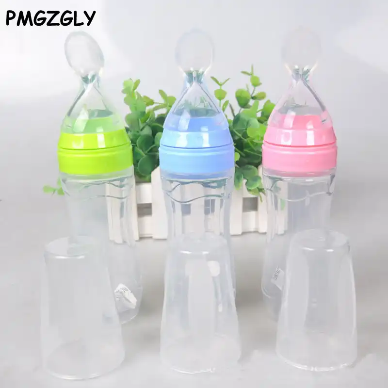 High Quality Baby Squeeze Bottle Spoon Silicone Scoop Rice Cereal