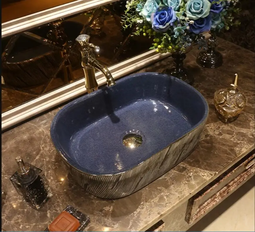 Bathroom Porcelain Vanity North Europe Style Vessel Sink Ceramic Retro Counter top Washbasin XR28-310 | Обустройство дома