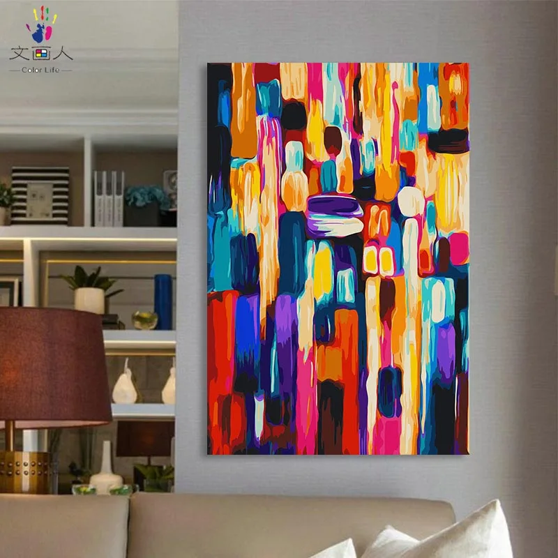 

diy paintings coloring pictures by numbers on canvas Kandinsky abstract Color patch artwork color block handmade for hoom decor
