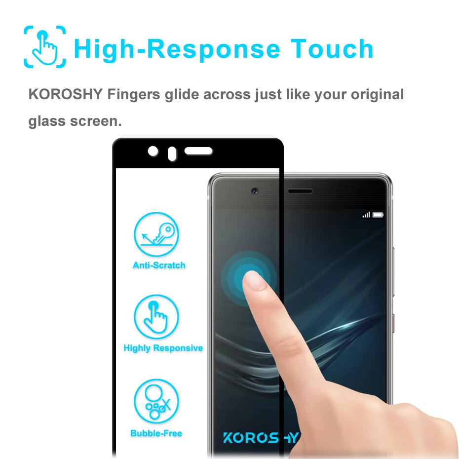KOROSHY 9H Full Cover Tempered Glass for Huawei P9 Plus P9Plus Screen Protector 0.3mm Anti-Scratch Protective Glass Film (6)