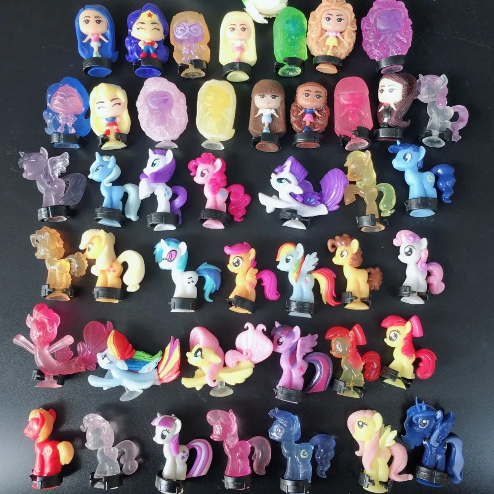 

30/50/100 pcs/lot Mini Sucker Dolls Fly Little Horse Cupule Suckers kids Action Toy Capsule Model Suction Cup Girl Puppets Gift