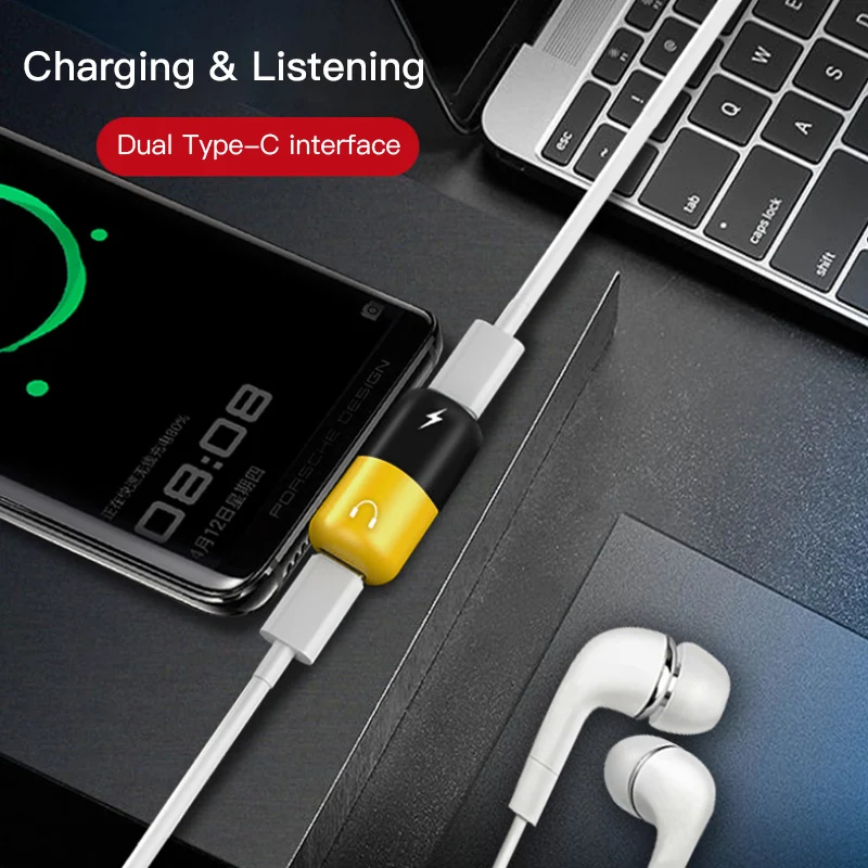! ACCEZZ двойной адаптер usb type C для huawei P20 samsung Note 8 Oneplus 7 Pro Nubia 3 5 мм Aux зарядки