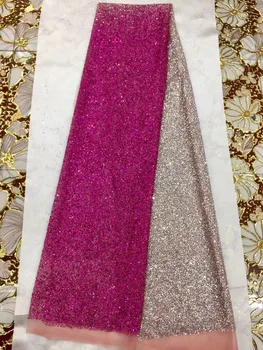 

best quality ZH-42082 glitter sequin embroidery nice looking french mesh tulle lace for show