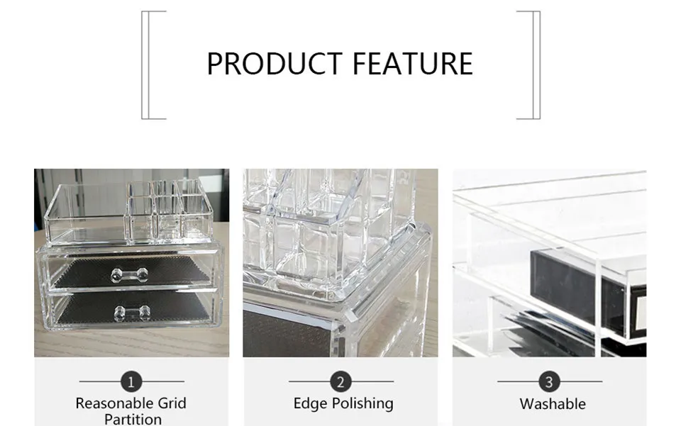 Clear Acrylic Makeup Organizer With Drawers Make Up Organizer Plastic Storage Box Jewelry Lipstick Brushes Cosmetic Case_03