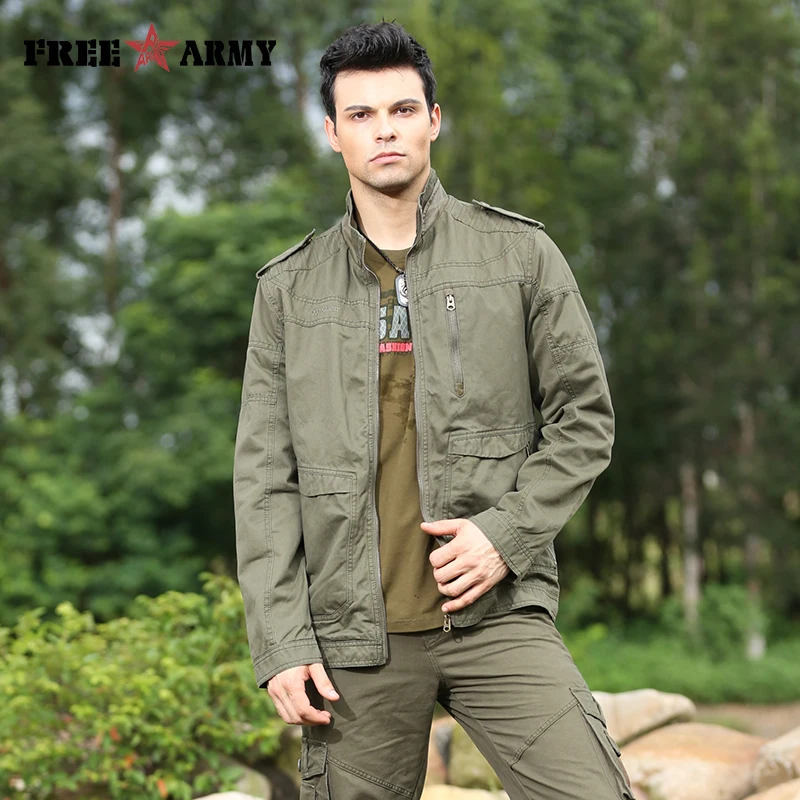 Мужская куртка на молнии с воротником стойкой цвет хаки coat brand men coat mencoat men | Отзывы и видеообзор