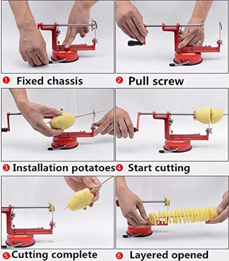 Ручной нож для спиральной нарезки картофеля из нержавеющей стали французский резак для жарки картофельных чипсов Жареная Машина DIY кухонные инструменты