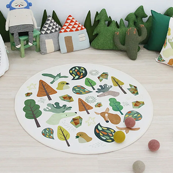 Круглый ковер с рисунком медведя, ковер для детской комнаты, компьютерный стул, креативный напольный коврик для гардероба, Детская игровая палатка, ковры - Цвет: 04