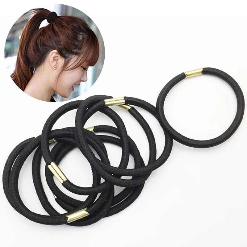 

3 Pcs/Pack Women Girls Simple Black Hair Rope Elastic Hair Bands Hair Accessories Wholesale