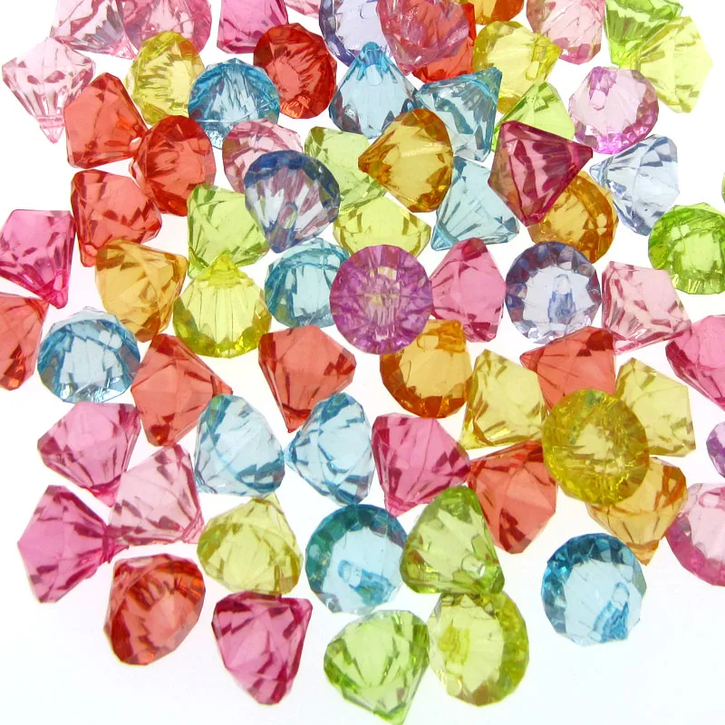 

50pcs Mixed acrylic diamond beads faceted for jewelry making table vase filler pirate gems supplies party DIY decorations 12.0mm