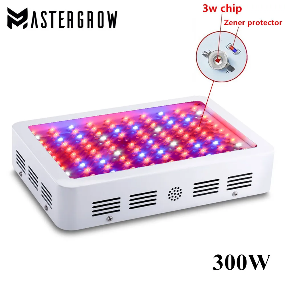 MasterGrow 300W Full Spectrum LED Grow Light Red/Blue/White/UV/IR 10Bands For Flower Vegetative and Indoor Plants