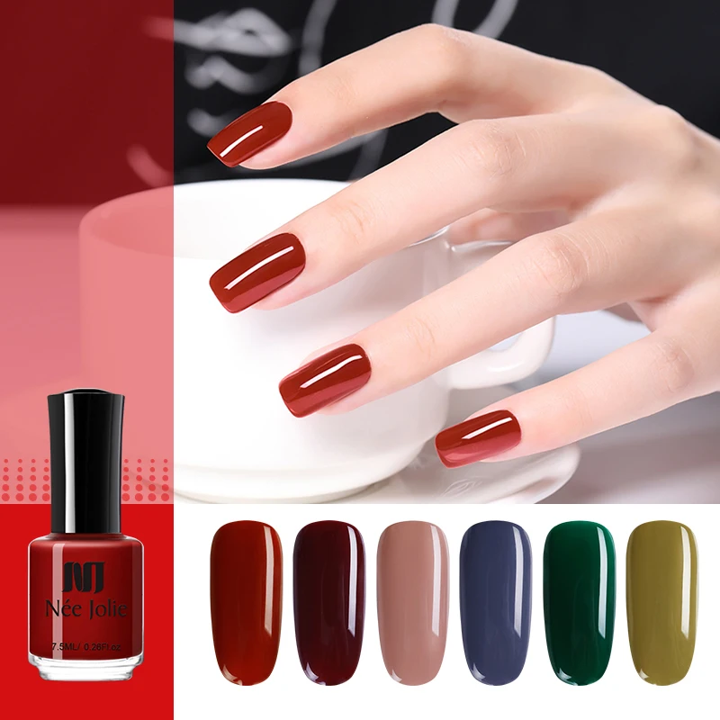 

NEE JOLIE 7.5ml Nail Polish Pure Nail Color Gray Red Coffee Series Long Lasting Varnish Nail Art Polish Oil DIY Decorations