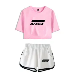 ATEEZ/комплект из двух предметов, летние женские комплекты Kpop, шорты и футболка с короткими рукавами, Лидер продаж, женские летние