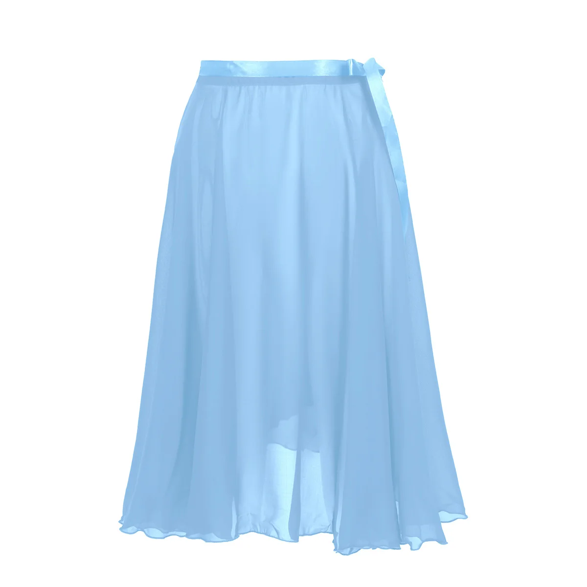 Женская шифоновая юбка-пачка для танцев TiaoBug с поясом, профессиональная балетная пачка для гимнастики и фигурного катания, танцевальная одежда - Цвет: Sky Blue