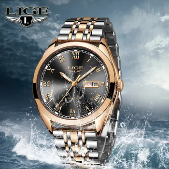 

2019 LIGE New Men's Watches Business Sports Luxury Top Brand Waterproof Clock Stainless Steel Quartz Watch Men Relogio Masculino