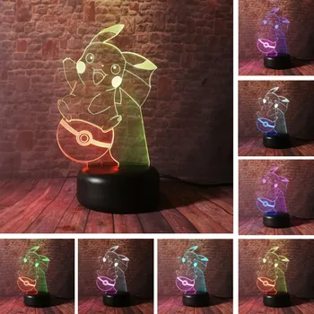 

Amroe 3D Pokemon Action Pikachu Pocket Monsters Dual-Mixed-7-Color Figure Led Night Light Girls Room Decor Child Kids Xmas Gifts