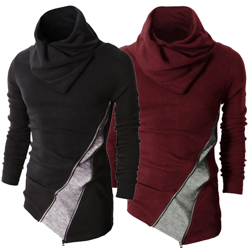 

Autumn Winter European style Hedging High collar Sweaters men casual slim Pullovers Knitwear Patchwork Sweaters for men M-2XL