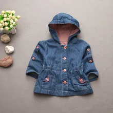 Модные детские пальто и куртки джинсовые куртки для младенцев двухслойные Длинные Стильные зимние пальто для маленьких девочек Одежда для маленьких девочек от 9 до 36 месяцев