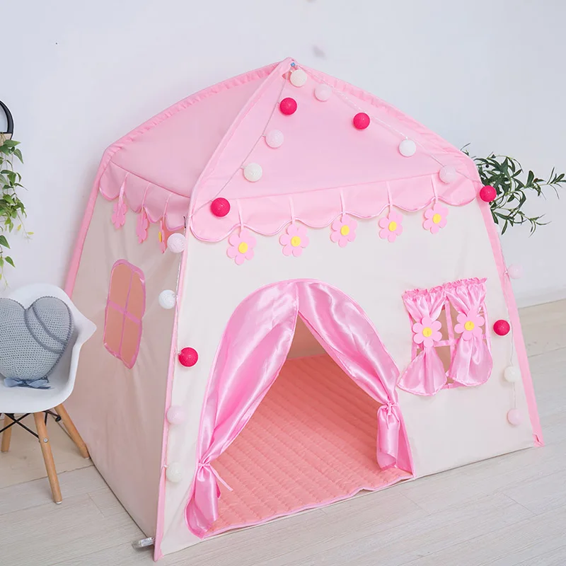 Pink tent Детская палатка в помещении и замок на открытом воздухе, Детский Игровой Домик принцессы для мальчиков и девочек, большой дом, Складной Игровой домик для детей, подарки - Цвет: Pink tent