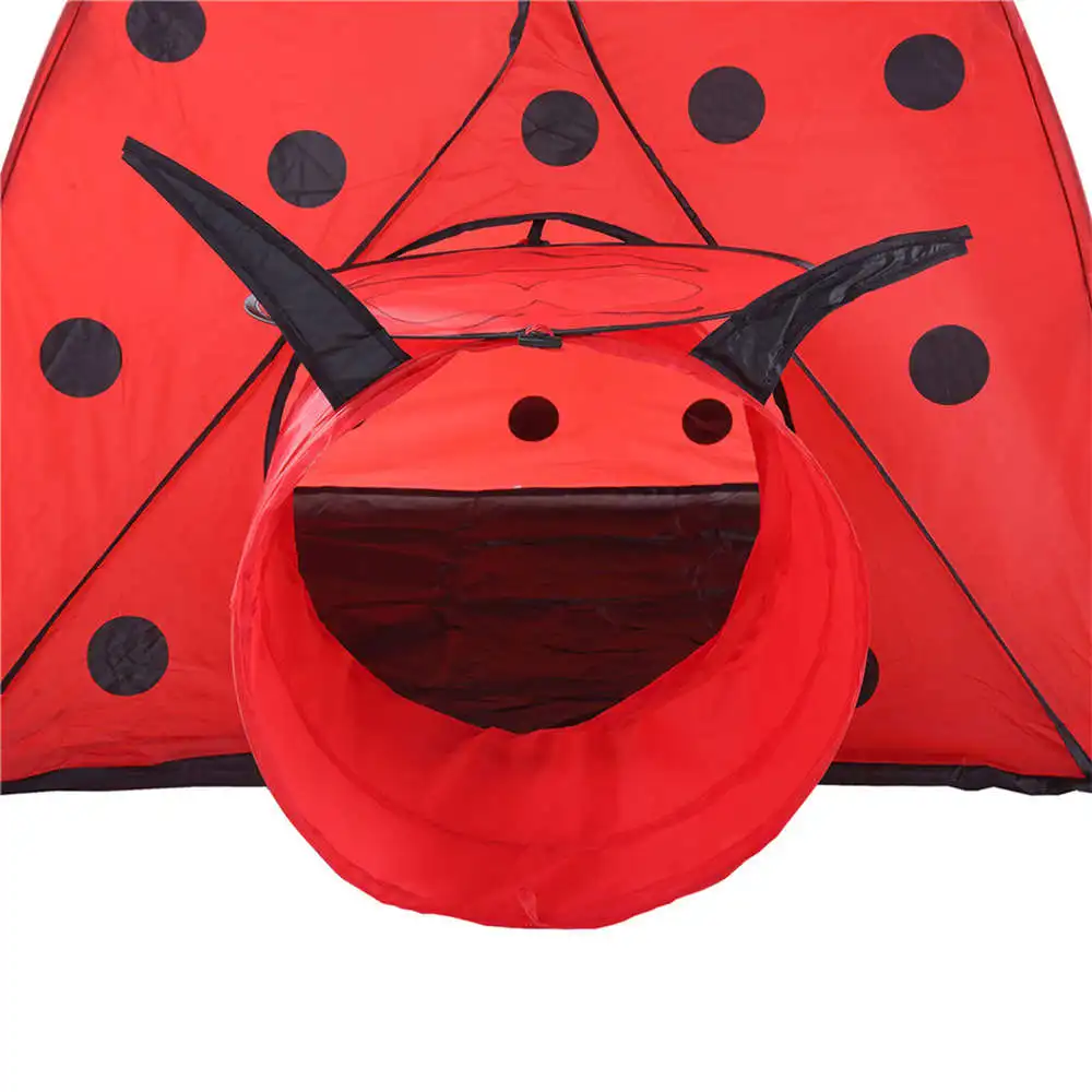 Cartoon red dot beetle tunnel Children tent Folding Kids Playhouse Tent InOutdoor Red Beetle Tunnel Tent toys