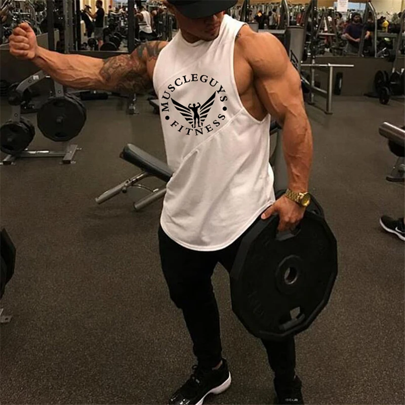 

Muscleguys Brand Fashion Soft Men's gymnasium Tank Tops Low Cut Armholes Sexy Men's Top Tees Xman Muscle Man's Fitness Vest