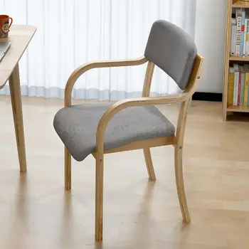 

Household Solid Wood Chair Modern Simple Leisure Dining Chair Computer Backrest Armchair Simple Curved Wood Nordic Desk Chair