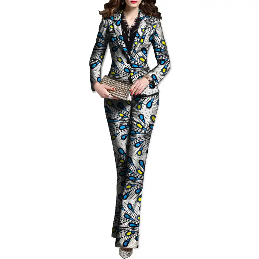 african print pants suit for ladies