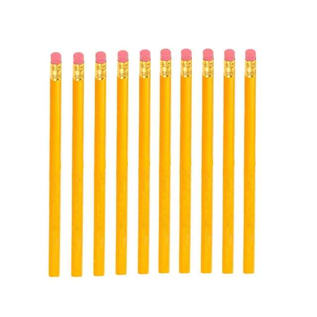 Hot Sale 10pcs Wood Pencil Classic Yellow Wooden HB Hexagonal Standard
