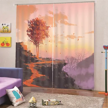 

3D Digital Print Autumn Modern blackout curtains treatment finished drapes window blackout for living room the bedroom M21