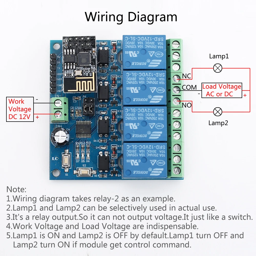 Релейный модуль ESP8266 с Wi Fi 12 В 4 канальный переключатель дистанционного