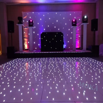 Prijzen 12*10 Voeten Starlit Led Dance Floor 2 * 2ft Dance Floor Panel Wit Rgb Kleur Mengen Led Ster dansen Bruiloft Vloer Afstandsbediening