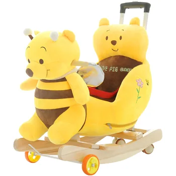 

2 In 1 Children's Multi-Functional Rocking Horse Chair with Music Baby Stroller Ride on Toys Push Chair 360 Universal Wheel