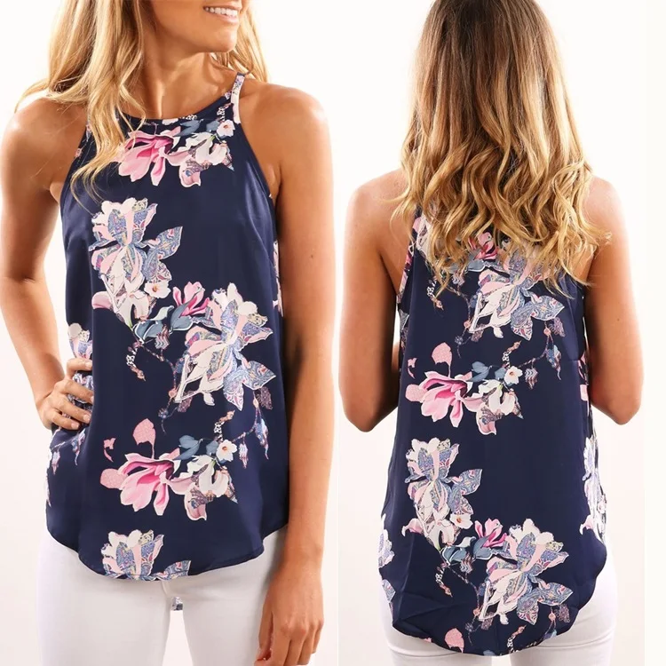 Women Blouses 2018 Casual Elegant Floral Blouse Slim Sleeveless Work Wear Blusas Feminina Tops Shirts Plus size Blouses