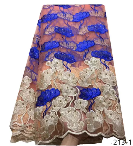 Африканская кружевная ткань вышитая кружевная ткань в нигерийском стиле Высококачественная французская Тюлевая кружевная ткань для синего женского платья 213 - Цвет: 213-1
