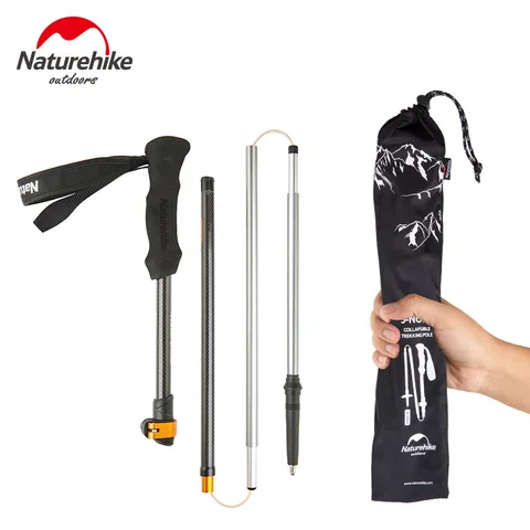 Seção de Fibra de Carbono Naturehike Bengala Ultraleve Ajustável Trekking Pole 135cm 234g 5