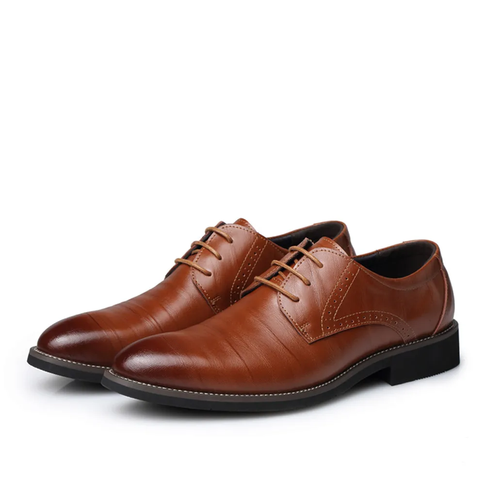 Человек на шнуровке Оксфордские туфли увеличивающие рост Мужская черная обувь дышащие Формальные Свадебные вечерние туфли-лодочки, острый носок, кожа shoesJan4