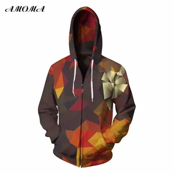 

AMOMA Unisex Realistic 3d Digital Print Pullover Zip Hoodie Sweatshirt Diomand