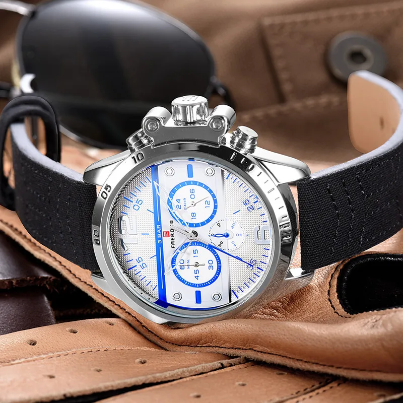 

Calendar Military Men's Watch Sports Quartz PU leather Strap Water Resistant Business Chronograph Male Clock Relogio masculino