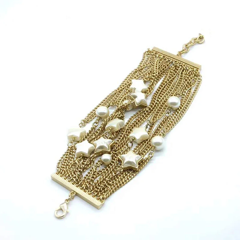 

Fashion Gold C Brand Multilayer Bracelets & Bangles Chain Link Stars Bracelet Jewelry For Women Brazaletes