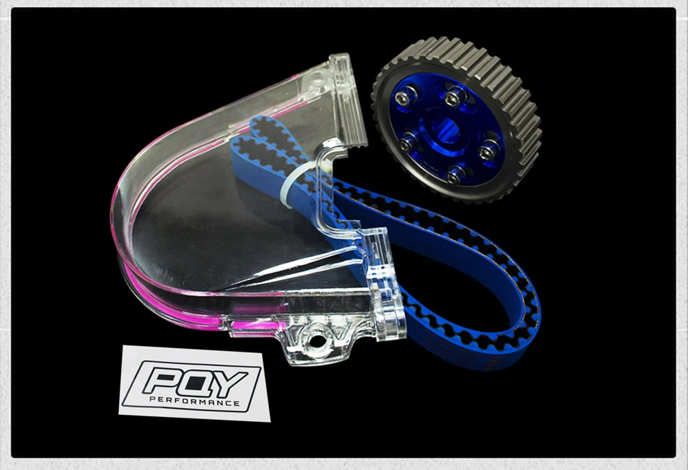 PQY-HNBR гоночный Ремень ГРМ+ алюминиевый кулачковый механизм+ кулачковый чехол для 96-00 Civic D16Z D16Y с наклейкой