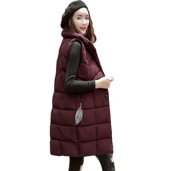 

2018 Women Winter Vest Waistcoat New Women Long Vest Sleeveless Jacket Suit Collar Down Cotton Warm Vest Female Plus Size CM588