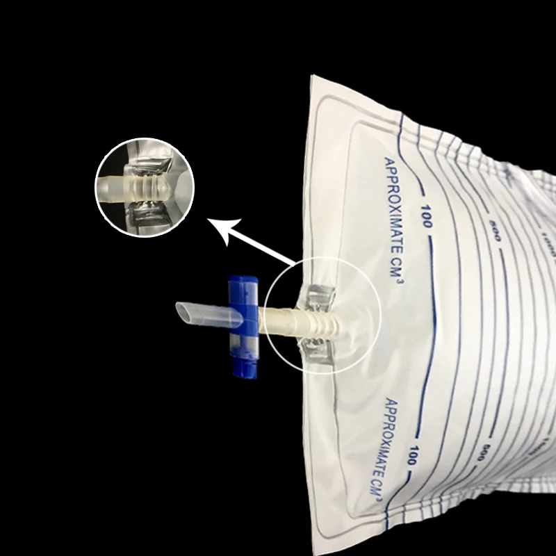 2000ml Medical Sterilized Urology Bag Urine Bag Cross Valve Drainage Urine Homehealth Care Hospital Use