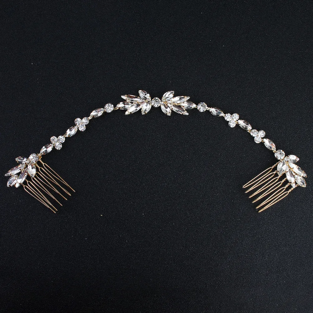 Wedding Scattered Rhinestone Headband Bridal Chain Bride Comb