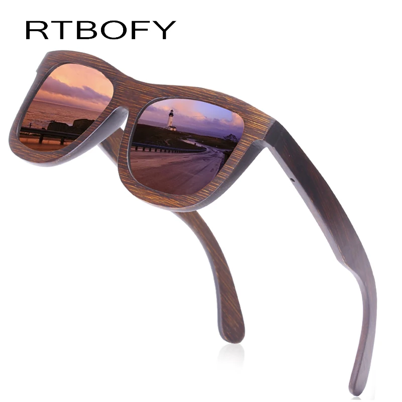 Koop RTBOFY Hout Zonnebril voor Mannen   Vrouwen Gepolariseerde Lenzen Bril Bamboe Frame Eyeglasse Vintage Design Shades UV400 Bescherming 03