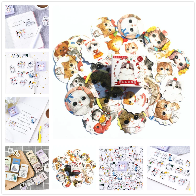 

45Pcs/set kawaii Memo pad Cartoon lovely Fortune Cat pattern Diary stickers planner office decor school supplies stationery