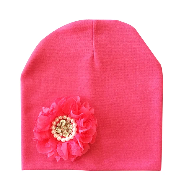 Baby Hat Winter Baby Cap Cotton Floral Hat For Baby Girl Flower Children Cap Kids Accessories Rose Red