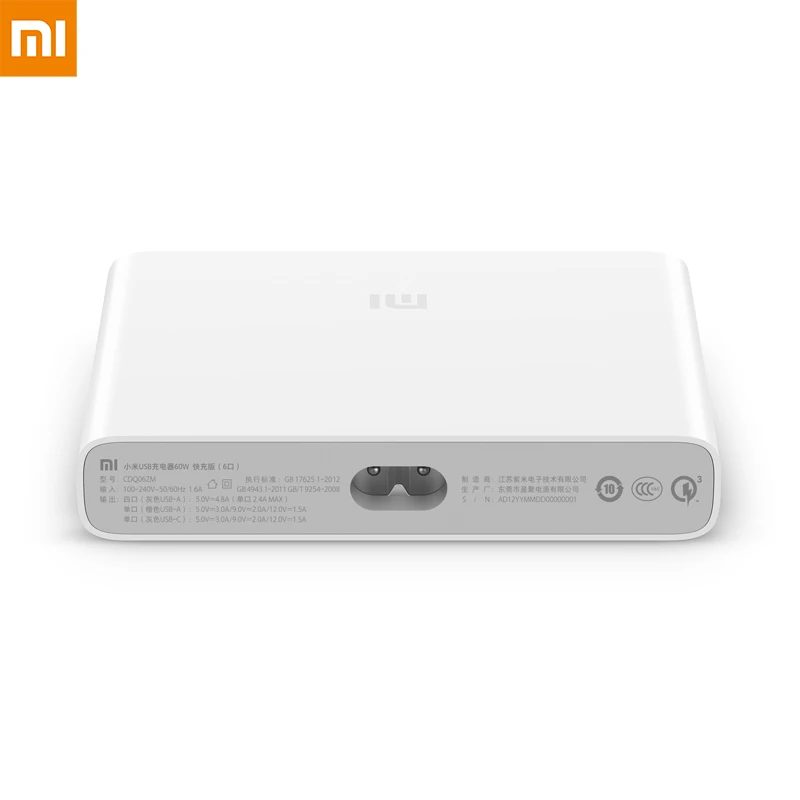 Xiaomi Mi Быстрая зарядка QC 3,0 портативное USB зарядное устройство 2 4 6 портов Макс 60 Вт 35 Вт type-C выходное USB-C для устройств планшет ПК телефон смарт