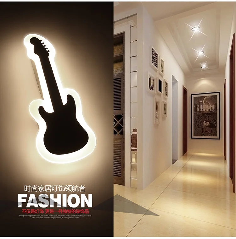 

Length.35cm Guitar shape LED wall lamp bedside lamp modern living room corridor hallway stairs Pathway Sconce Lighting