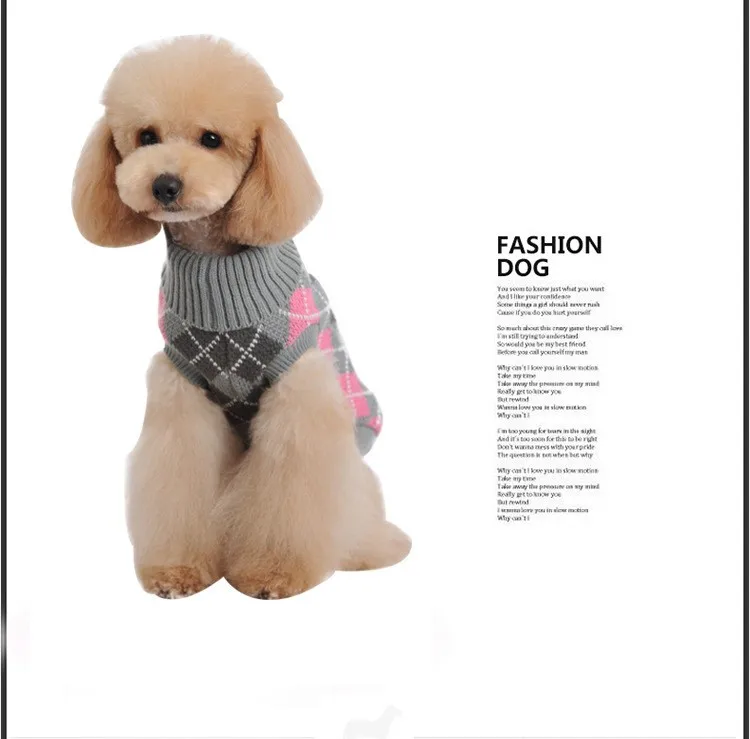 Нежный вязаный шик Аргайл Pet свитер трикотаж для Товары для собак и Товары для кошек