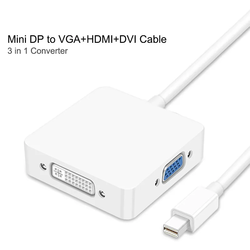 

3 in 1 Mini DP Displayport to HDMI DVI VGA Thunderbolt HDMI Audio Extractor Display Port Cable Adapter for Apple MacBook Air Pro